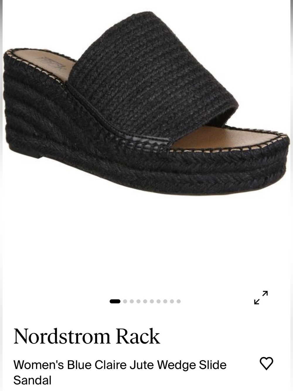 Nordstrom Black Jute Wedge Slide Sandal